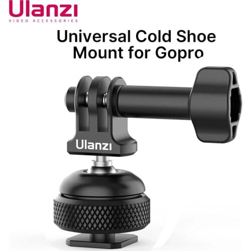 Ulanzi GP-6 Base Mount Cold Shoe 1/4'' Adapter Mount 360° Adjustable Ballhead for GoPro 9 8 7 6 5 SJCAM SJ8 DJI OSMO Insta360 X2