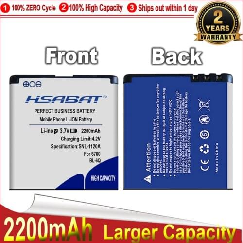 HSABAT 1550mAh BL-6Q for Nokia 6700C 6700 E51i N82 N81 E51 Battery free shipping within tracking number