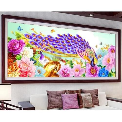 Large size Peacock and flower diamond Embroidery diy diamond painting mosaic diamant painting 3d cross stitch H464