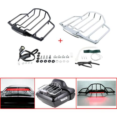 Motorcycle LED Light Air Wing Luggage Rack For Harley Tour Pak Touring Electra Street Glide Road King 1993-2013