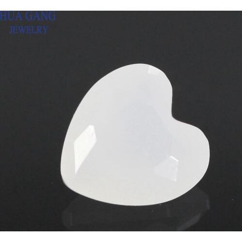 White Translucent Color Heart Shape Princess Cut Loose Glass Beads Synthetic Gems For Jewelry Size 3x3~15x15mm Free Shipping