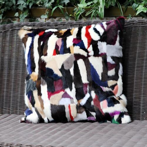 Free Shipping CX-D-81 New Products Patchwork Real Mink Fur Sofa Cushion Cover