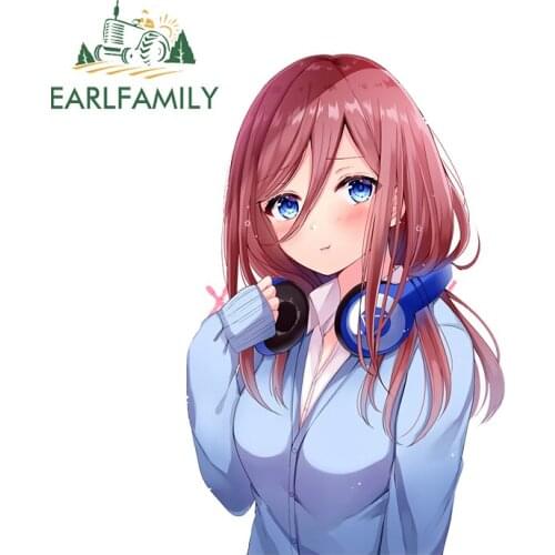 EARLFAMILY 13cm x 8.3cm For Miku Nakano Motorcycle Car Stickers Vinyl Decal Personality Trunk Laptop Sticker Campervan Decor