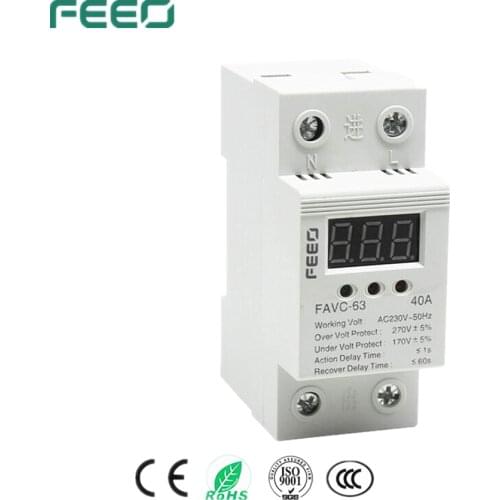 FEEO 63A over voltage and under voltage protective device protector protection relay with voltmeter