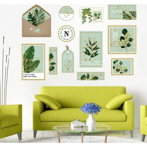 Nordic Green Plant Photo Frame Wall Stickers Sofa Background Decoration Home Decor Living Room Bedroom Wall Decals Corridor Art