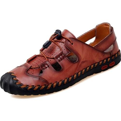 Size 38-48 Classic Comfortable Summer Leather Outdoor Driving Traving Men Sandal