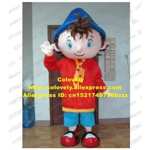 Cute Kid Boy Noddy Mascot Costume Mascotte Spadger Lad Child Tots With Long Red Coat Yellow Tie Blue Pants Adult No.829 Free Sh