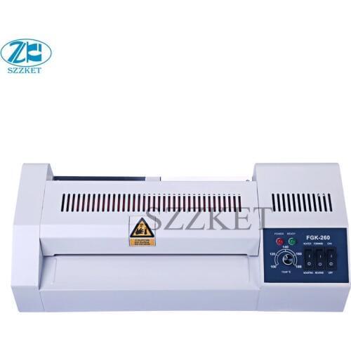 FGK260 laminator A4 Presses Photo Laminator Hot and cold mounted plastic file Document laminating machine English version
