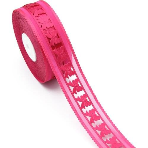 38mm 5Yards Bow-knot Hollow Embossing Organza Lace Ribbons Hair Bows Wedding Gift Wrap DIY Decoration Material,5Yc16573