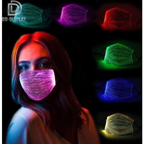 DD Fashion Lighting Face Mask with Adjustable 7 Colors Light Halloween Cosplay Face Decor Party Gift Rechargeable Dust Masque