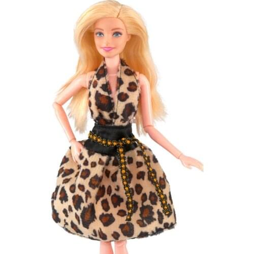 1:6 Cosplay Fashion Leopard V Neck Dresses For Barbie Doll Clothes Costume Outfits 11.5" Dolls Accessories Kids Toy Girl Gifts