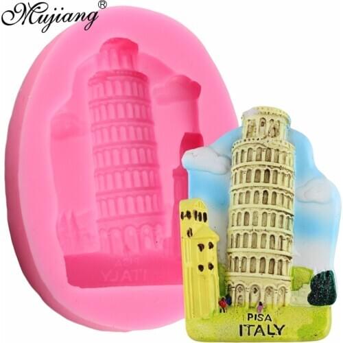 Mujiang 3D Italy Leaning Tower of Pisa Silicone Mold Fondant Cake Decorating Tools Soap Clay Candy Chocolate Gumpaste Mould