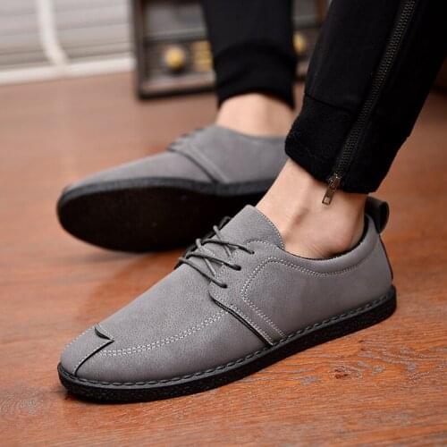 Mens Shoe 2021 New Lace-up Leather Casual Shoes Solid Color Business Mens Shoes Flat Shoes Trend Mens Flat Shoes Pumps 39-44