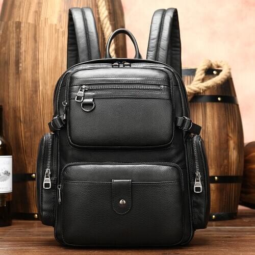 Mens bags Business leather men travel backpack large-capacity computer bag Korean casual backpacks student travel school bags