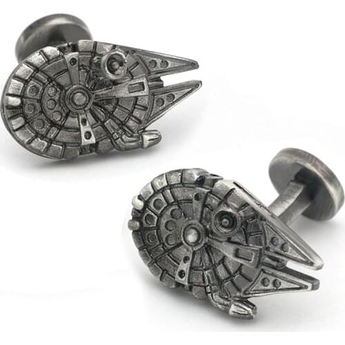Mens Star Wars Airship Cufflinks Brass Material Vintage Gunblack Color