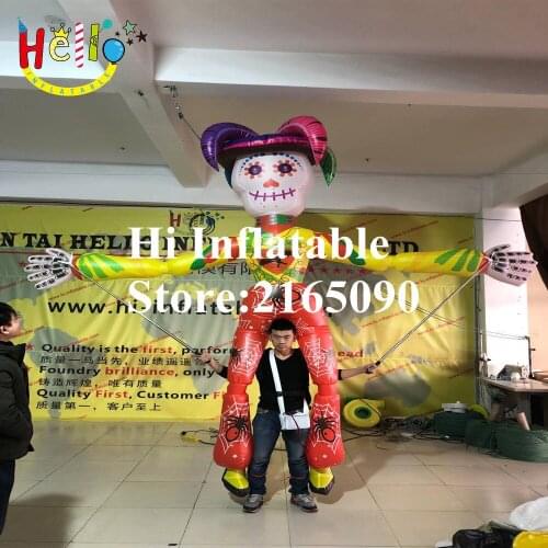 3.5 m high party inflatable movable skeleton skull figures puppet man costume