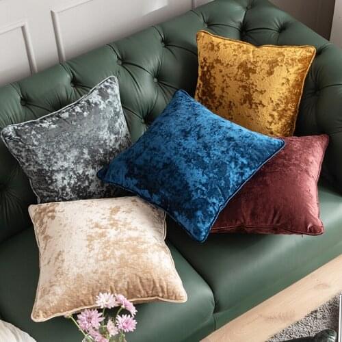 Cushion Cover 45x45cm/60x60cm Navy Goldish Ice Plush Solid Pillow Cover Fringed Home Decorative for Sofa Bed Chair