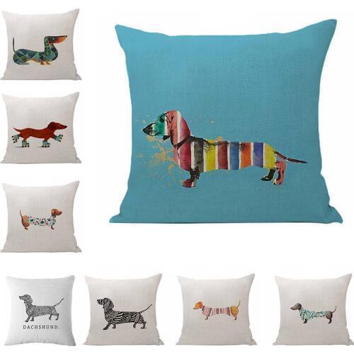 Lovely Sausage Dog Pillow Case Linen Waist Fashion Comfortable Pillow Cover