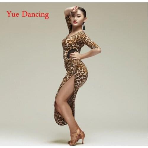 2016 New Silk Milk Robe Danse Latine Femme Ballroom Dancing Women Samba Dress Adults Latin DanceWear Sexy Tango Split Skirt