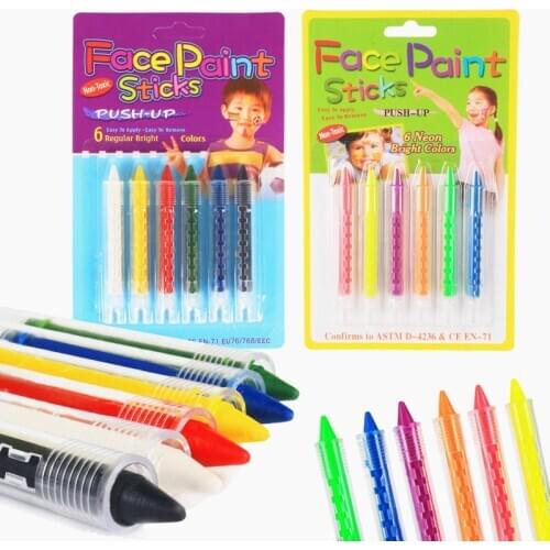 New 6 Colors Baby Face Painting Crayon Pencils Splicing Face Paint Body Painting Pen Stick For Children Makeup Party Decoration