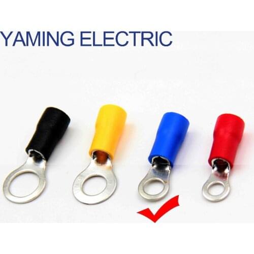 50pcs/bag Blue Ring terminal Copper Crimp Connector Insulated Cord ring Wire terminals connector 2.5-4 mm2