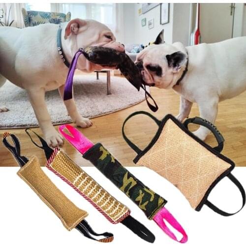 Dog Biting Pillow Tug Stick Hemp Training Chewing Durable Linen Molar Clean Teeth Interactive Toys Outdoor 2 Rope Pets Supplies