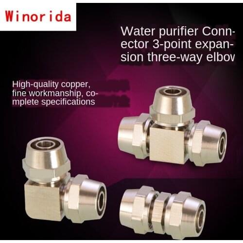 Connector Pure Water Machine Water Inlet Tee Water Filter Water Dispenser 3/8IN Three Pass Filter Elbow Copper Fittings