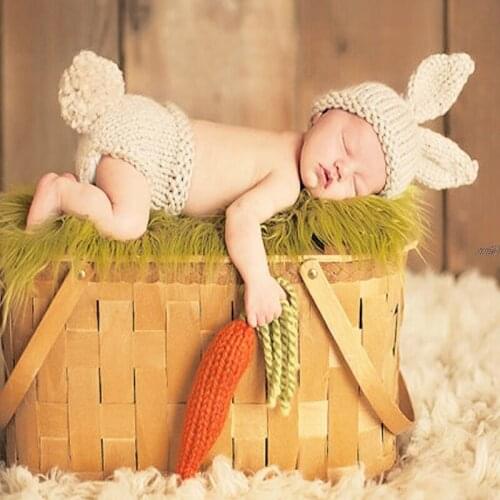 Newborns Baby Photography Props Girls Boys Carrot Crochet Kids Photo Accessories Drop shipping