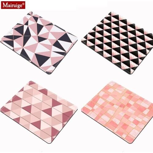 Pink mouse pad cute marble diamond geometric texture small mouse pad desk pad computer gaming mouse pad 18x20cm