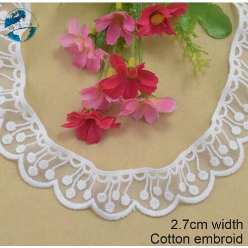 2.7cm width white lace cotton embroidery lace french lace ribbon fabric guipure diy trims warp knitting sewing Accessories#4130
