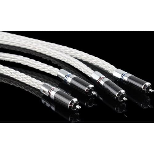 DIYLIVE Makurawas7N Single Crystal Copper Silver Plated Signal Cable Hi-Fi Double Lotus 2RCA Head Audio Cable Speaker 3 m