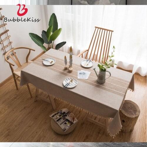 Bubble Kiss Table Cloth Japanese Cotton Linen New Simple Coffee Table Dining Anti-Stain Home Decoration Rectangle Table Cover
