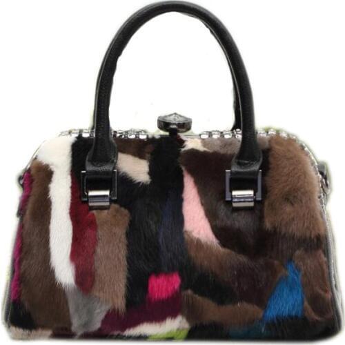 Real fox fur Bag totes handbag brand Party Bag women Ladies Hand Bags Luxury Designer Evening Bag Mink Fur real leather