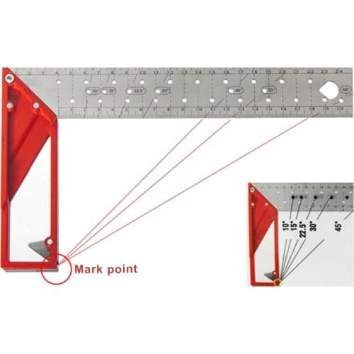 Precision Marking Square Ruler Stainless Steel Woodworking Tool Line Maker with Holes & Suspended Design for Art Draw JA55
