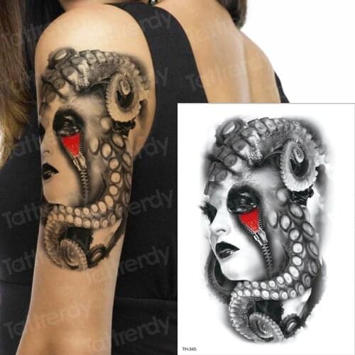 Temporary tattoo sticker vampire tattoo Mrs. Octopus designs mechanical tattoos water transfer tatoo women face tatto new 2019