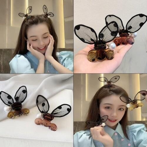 Cute rabbit ear hairpin claw Fringe clip Wave point Lace three-dimensional Simple fashion headdress for Girl hair accessories