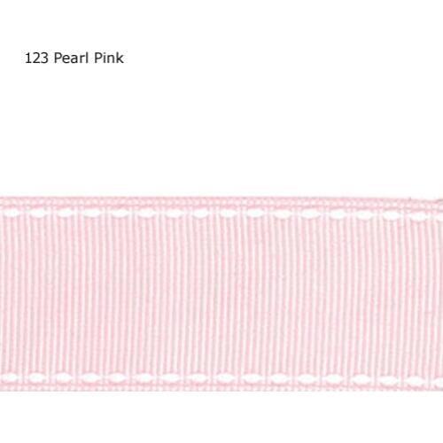 1" inch 25mm white cross Pearl Pink stitch ribbon