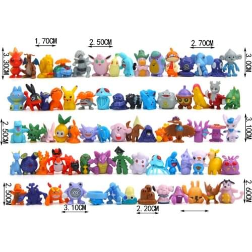 144pcs/lot Pokemon Random 1.7-3.3cm Pikachu Figures Action Figures Toys Pikachu Cute PVC Figure Model Toy Doll Random Delivery