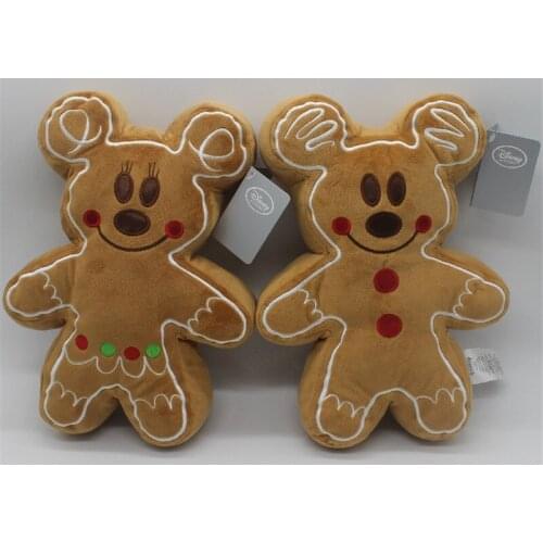 2Pieces/Lot 30cm Mickey Mouse Minnie Mouse Gingerbread Man Doll Plush toy Cartoon Doll Gift For Kids Children