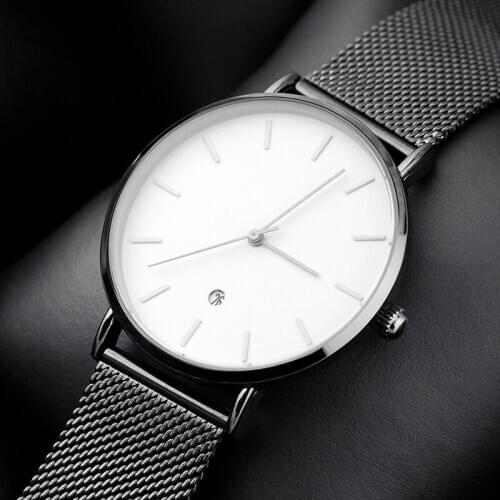 2020 Enmex creative Stylish wristwatch brief face white simple calendar casual Canvas strap fashion Stylish clock quartz watch