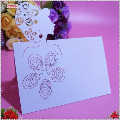 50Pcs/lot Laser Cut Paper Vine Seat Cards Name Place Card Wedding Celebration Seats Decoration Birthday Party Table Card 6ZSH215