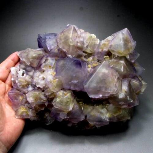 5200g Museum!!! Purple-Yellow Fluorite Cluster w/ Phantom - crystals and stones healing Mineral specimen Home Decor feng shui