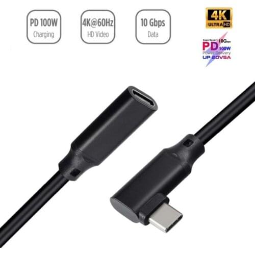 90 Degree 6FT USB C Extension Cable Type C USB3.1 Male to Female Fast Charging &Data 10Gbp 4K@60Hz Video for iPad MacBook Mac