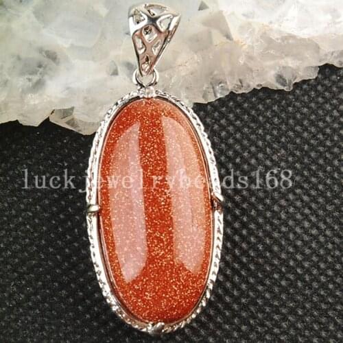 Free Shipping Women Fashion Jewelry New Goldstone Oval Pendant Bead C3570