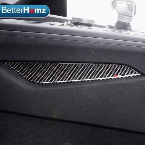BETTERHUMZ Carbon Fiber Car Interior Gear Shift Control Panel Stall Side Cover Sticker Car Styling Accessorie For Audi A4 2017