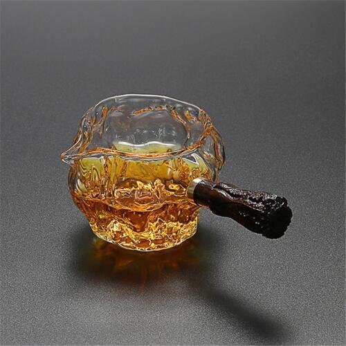 Kungfu Tea Fair Drinking Cup Glass Tea Set Home Handmade Tea Cup High Borosilicate Glass Wooden Handle Side Thicken Flat Cup