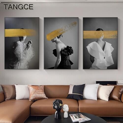 Black and White Abstract Wall Art Women Painting Nordic Posters Beauty Print For Living Room Home Decoration Modern Wall Decor