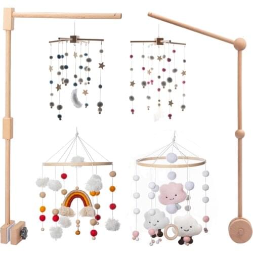 Bite Bites Wooden Bed Bell Baby Mobile Bracket Sock Rattle For Newborn Toys Developing DIY Accessories Crib Holder Arm Brackets