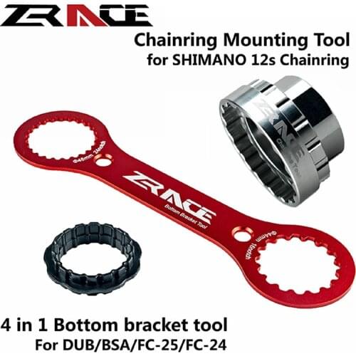 ZRACE 4 in 1 Bottom Bracket Wrench Tool And 12s Chainrings Mounting Tool, For SRAM DUB, SHIMANO BSA / FC-25 / FC-24 Bike Tools