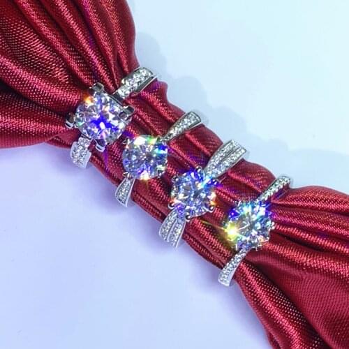 Inbeaut Moissanite Ring Diamond Test Past 925 Silver Excellent Cut 1 Ct D Color Moissanites Engagement Rings for Women Wedding